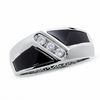 Men's 0.15 CT. T.W. Square-Cut Diamond Three Stone and Onyx Slant Ring in 14K White Gold