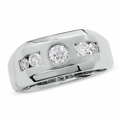 Men's 1.00 CT. T.W. Diamond Five Stone Band in 14K White Gold