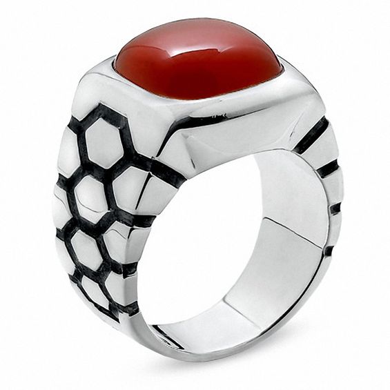 Men's Carnelian Ring in Sterling Silver