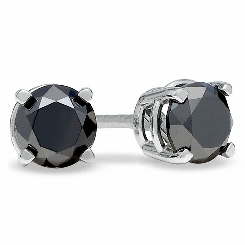 1.00 CT. T.W. Black Diamond Stud Earrings in 14K White Gold|Peoples Jewellers