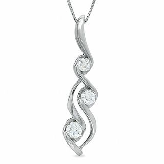 Sirena™ 0.33 C.T. T.W. Diamond Three Stone Pendant in 14K White Gold