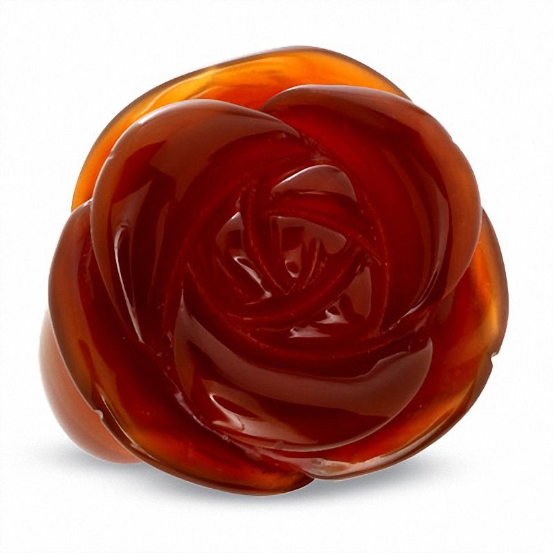 Main Image 1 of Carved Carnelian Flower Ring - Size 8