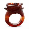 Carved Carnelian Flower Ring - Size 8