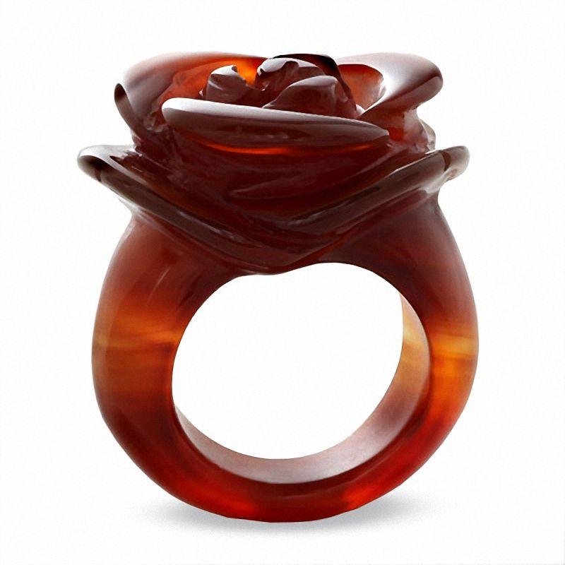 Main Image 2 of Carved Carnelian Flower Ring - Size 8