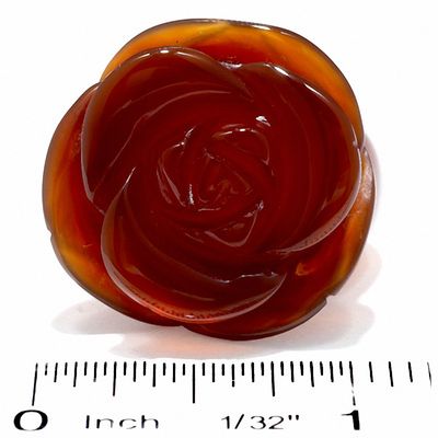 Carved Carnelian Flower Ring - Size 8