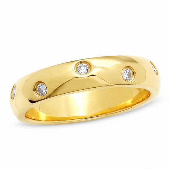 0.15 CT. T.W. Diamond Five Stone Flush Stack Band in 14K Gold | Peoples ...