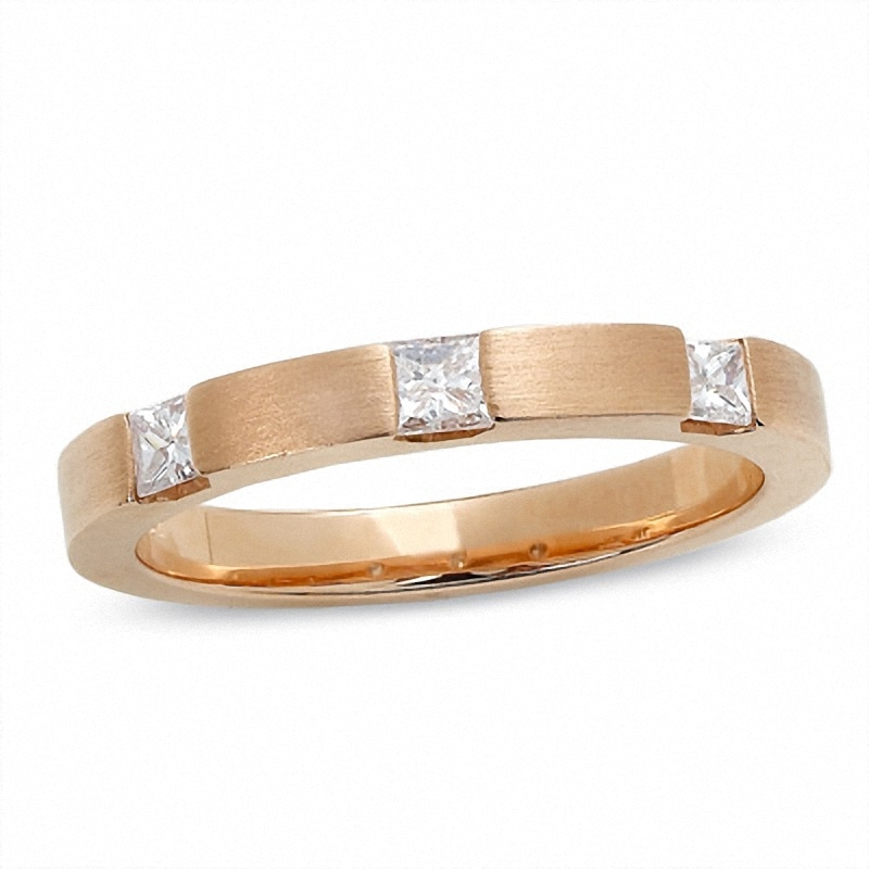 0.33 CT. T.W. Princess-Cut Diamond Stack Band in 14K Rose Gold|Peoples Jewellers