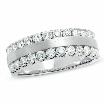 1.00 CT. T.W. Diamond Two Row Band in 14K White Gold