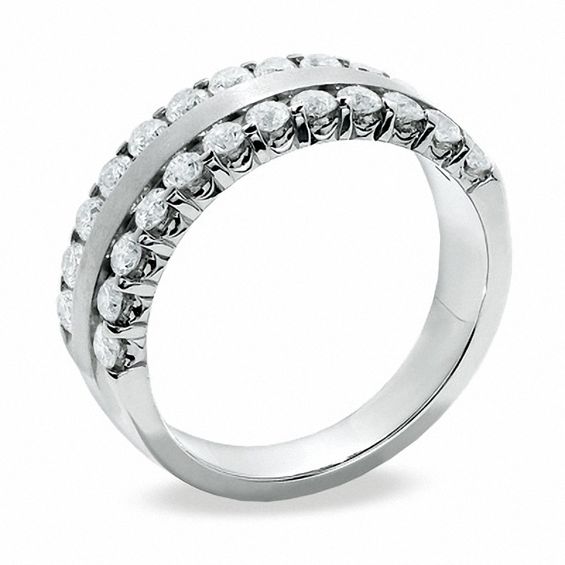 1.00 CT. T.W. Diamond Two Row Band in 14K White Gold