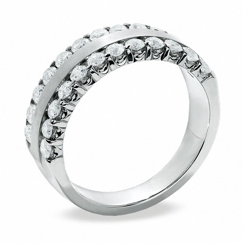 1.00 CT. T.W. Diamond Two Row Band in 14K White Gold|Peoples Jewellers
