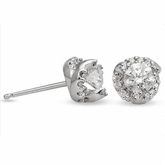 0.75 CT. T.W. Diamond Tornado Stud Earrings in 14K White Gold