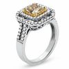 1.96 CT. T.W. Certified Fancy Yellow Diamond Double Framed Ring in 18K Two-Tone Gold