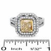 Thumbnail Image 2 of 1.96 CT. T.W. Certified Fancy Yellow Diamond Double Framed Ring in 18K Two-Tone Gold