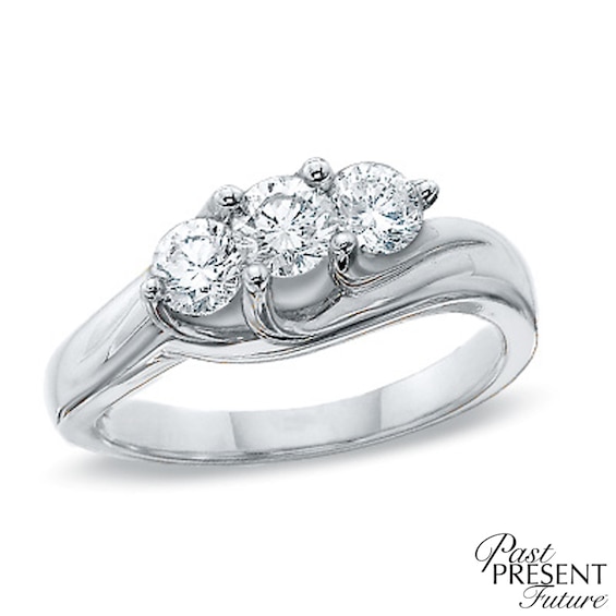 1.00 CT. T.W. Diamond Three Stone Engagement Ring in 14K White Gold