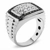 Men's 1.00 CT. T.W. Enhanced Black and White Diamond Cluster Ring in 14K White Gold