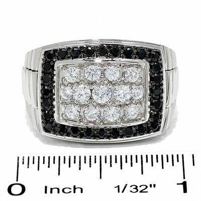 Men's 1.00 CT. T.W. Enhanced Black and White Diamond Cluster Ring in 14K White Gold