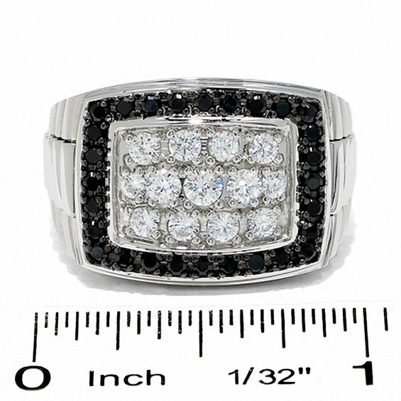 Men's 1.00 CT. T.W. Enhanced Black and White Diamond Cluster Ring in 14K White Gold