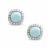 Thumbnail Image 0 of Cushion-Cut Blue Chalcedony Earrings in Sterling Silver with White Topaz Accents