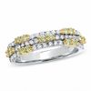 Thumbnail Image 0 of 0.75 CT. T.W. Enhanced Yellow and White Diamond Three Row Band in 14K White Gold