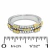 Thumbnail Image 2 of 0.75 CT. T.W. Enhanced Yellow and White Diamond Three Row Band in 14K White Gold