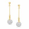 14K Gold Crystal Dangle Stick Earrings