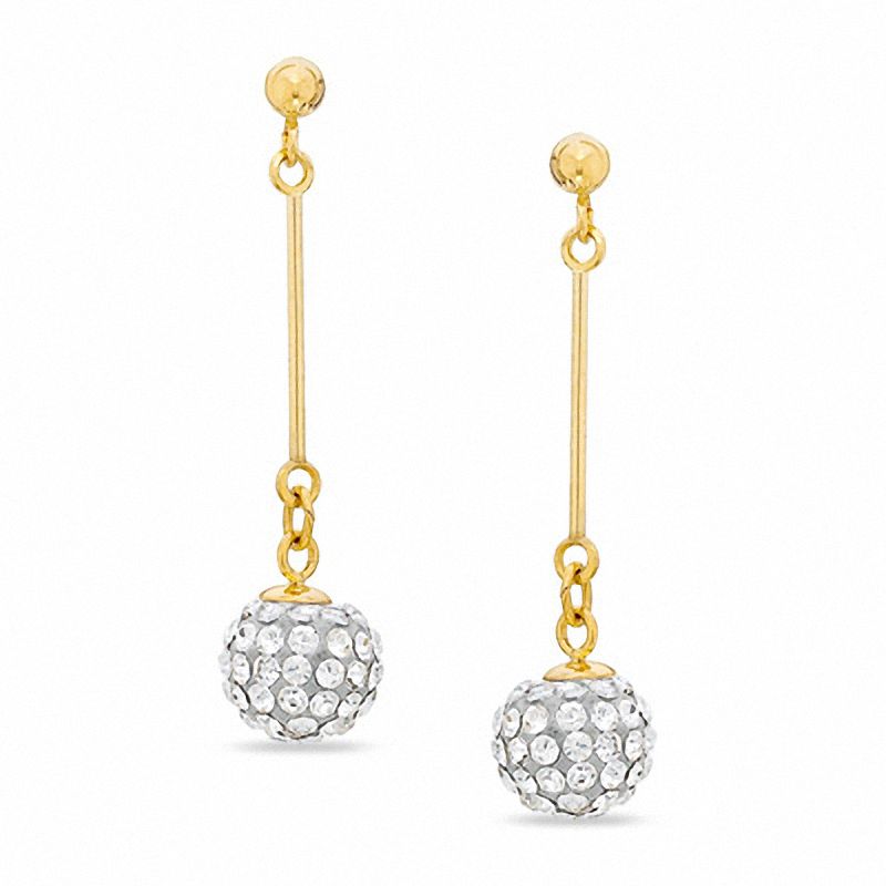 14K Gold Crystal Dangle Stick Earrings