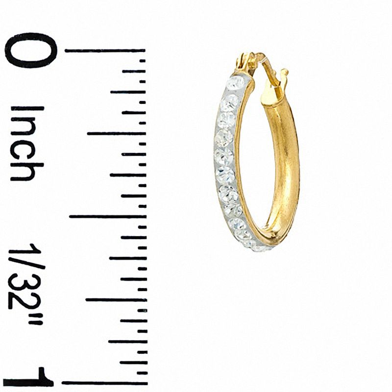 14K Gold 15mm Crystal Hoop Earrings