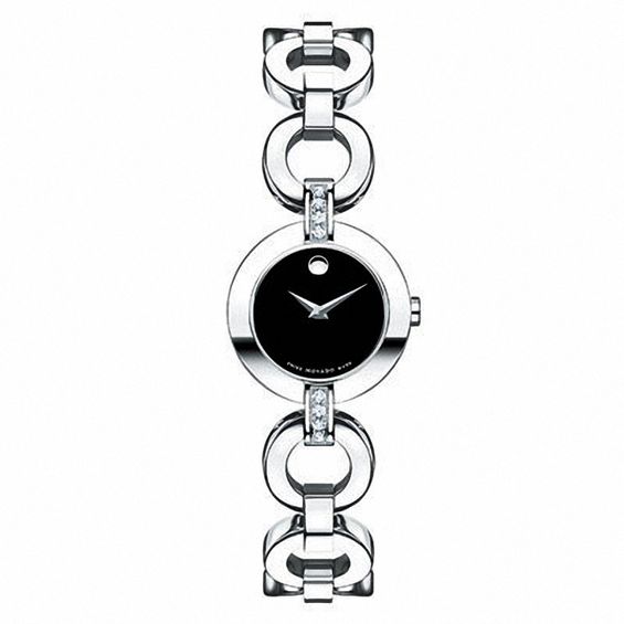 Ladies' Movado Bela Moda Stainless Steel Bangle Watch with Diamond Accents (Model: 0605855)