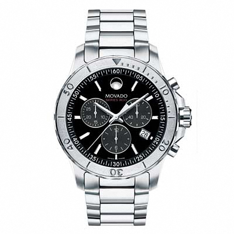 Men's Movado Series 800 Chronograph Watch with Black Dial (Model: 2600110)|Peoples Jewellers