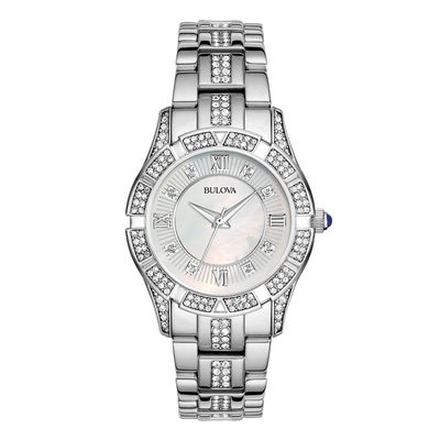 Ladies' Bulova Crystal Accent Watch with Mother-of-Pearl Dial (Model: 96L116)