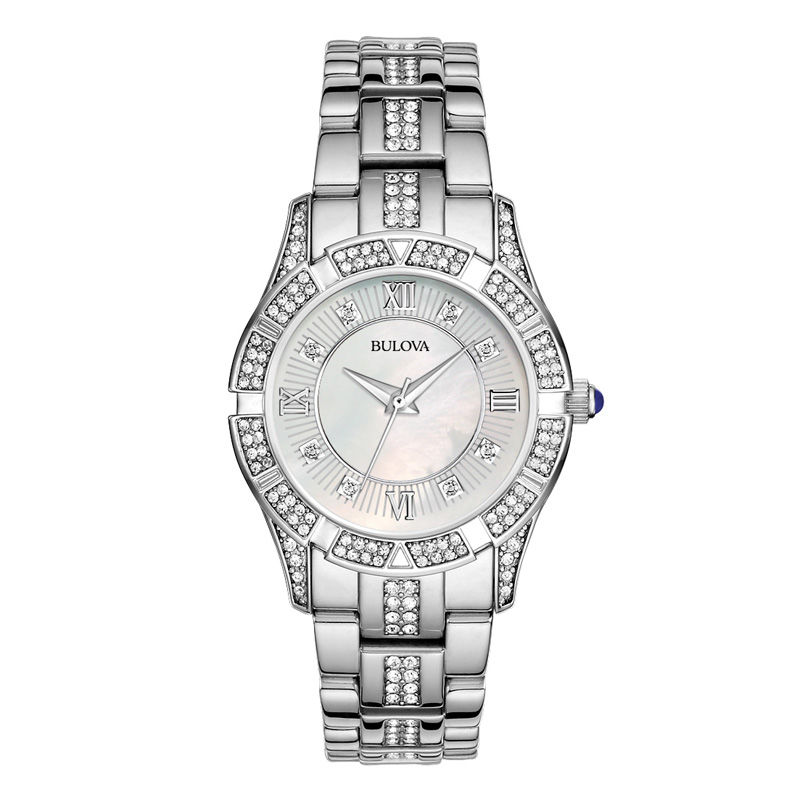 Ladies' Bulova Crystal Accent Watch with Mother-of-Pearl Dial (Model: 96L116)