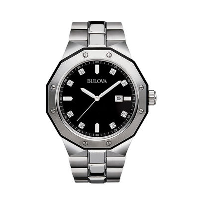 Men's Bulova Marine Star Diamond Accent Watch with Black Dial (Model: 98D103)