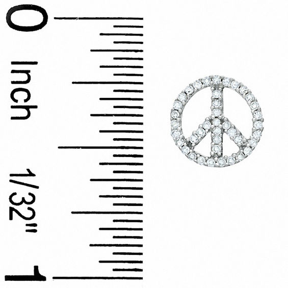 0.25 CT. T.W. Diamond Peace Sign Stud Earrings in 10K White Gold