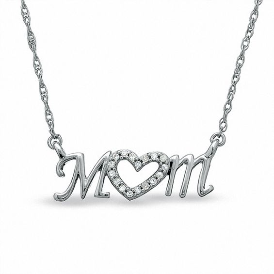 Diamond Accent Mom Heart Necklace In Sterling Silver Peoples Jewellers 0505
