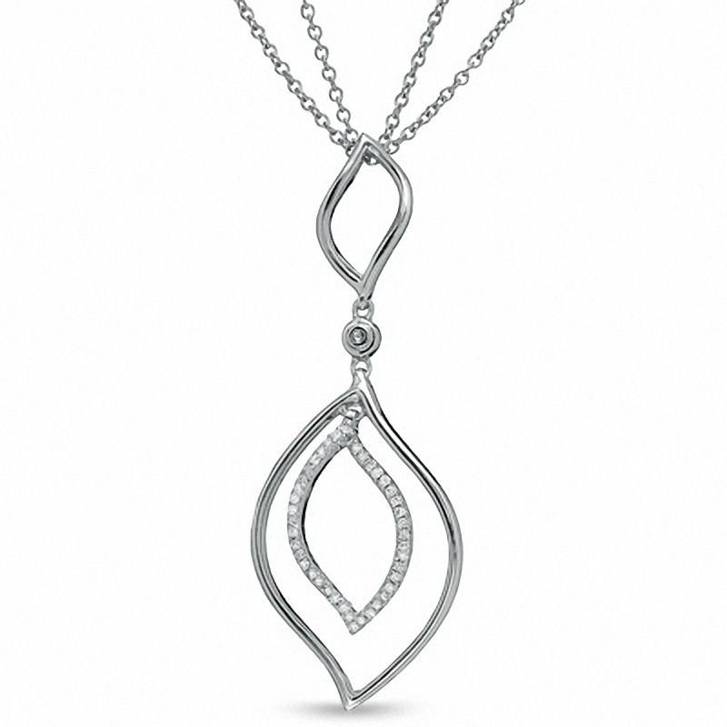 0.14 CT. T.W. Diamond Raindrop Pendant in Sterling Silver|Peoples Jewellers
