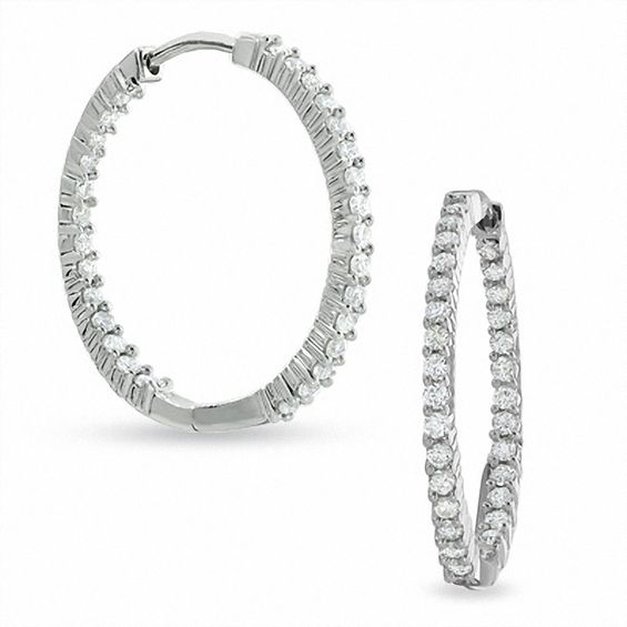 1.00 CT. T.W. Diamond Front and Back Hoop Earrings in 14K White Gold