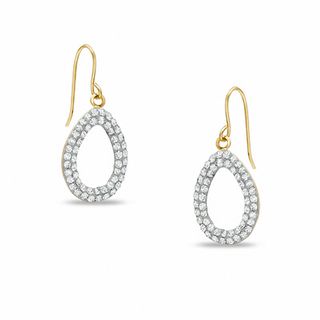 14K Gold White Crystal Pear-Shaped Dangle Earrings