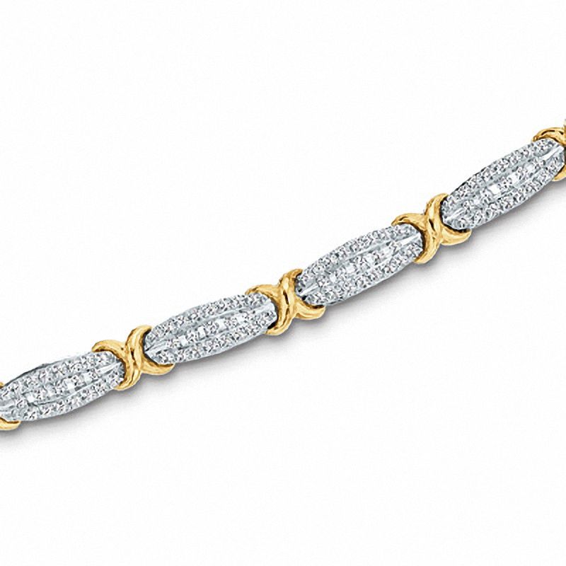 3.00 CT. T.W. Diamond "X" Bracelet in 10K Gold - 7.5"
