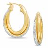 Thumbnail Image 0 of OroMagnifico™ 25mm Double Bypass Hoop Earrings in 14K Gold over Sterling Silver