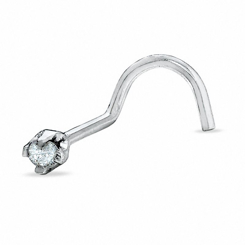 Main Image 1 of Nose Stud in 14K White Gold with Round Diamond Accent