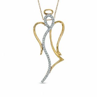 0.20 CT. T.W. Diamond Angel Pendant in 10K Gold