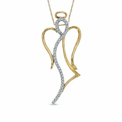 0.20 CT. T.W. Diamond Angel Pendant in 10K Gold