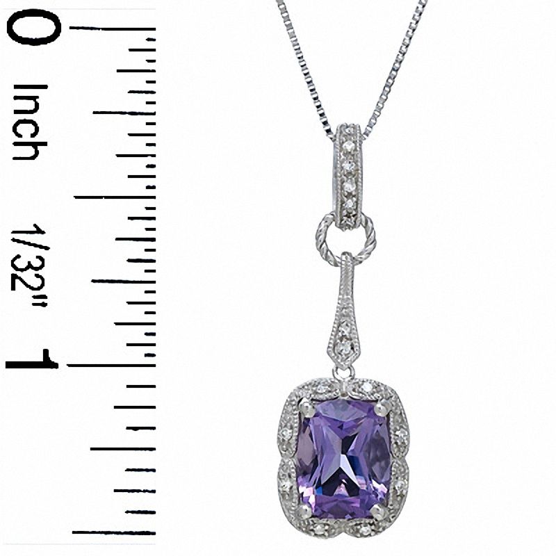 Cushion-Cut Amethyst Pendant and Earrings Set in Sterling Silver|Peoples Jewellers