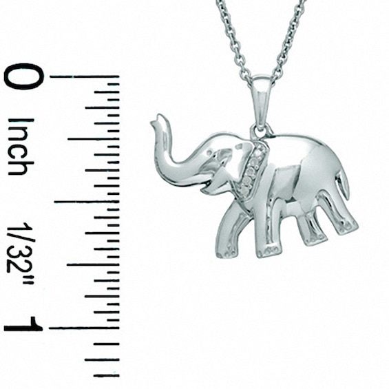 Diamond Accent Elephant Pendant in Sterling Silver