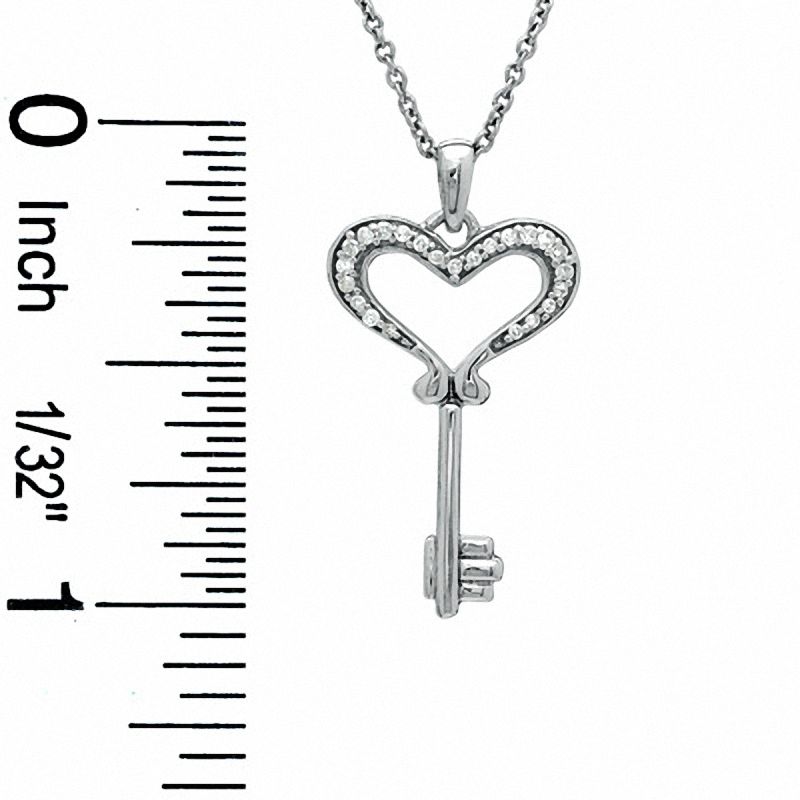 0.05 CT. T.W. Diamond Small Heart Key Pendant in Sterling Silver|Peoples Jewellers