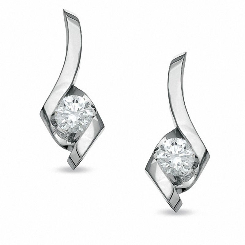 Sirena™ CT. T.W. Diamond Solitaire Stud Earrings in 14K White Gold|Peoples Jewellers
