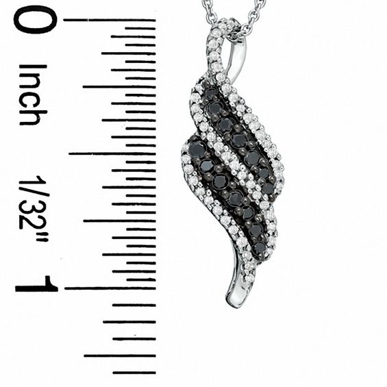 0.50 CT. T.W. Enhanced Black and White Diamond Double Flame Pendant in Sterling Silver