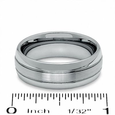 Men's 8.0mm Tungsten Carbide Satin Centre Wedding Band - Size 10