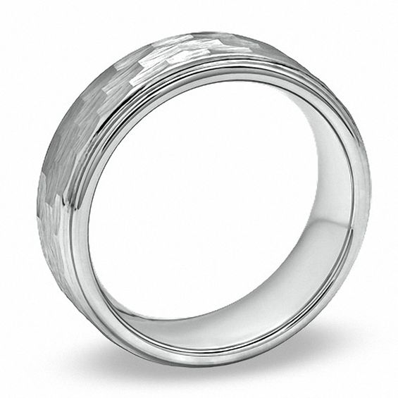 Triton Men's 8.0mm Comfort Fit Tungsten Carbide Hammered Wedding Band - Size 10