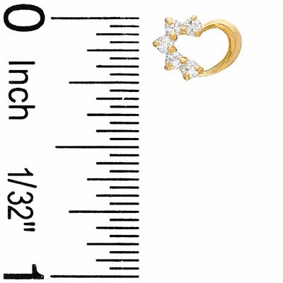 Child's Cubic Zirconia Heart Earrings in 14K Gold